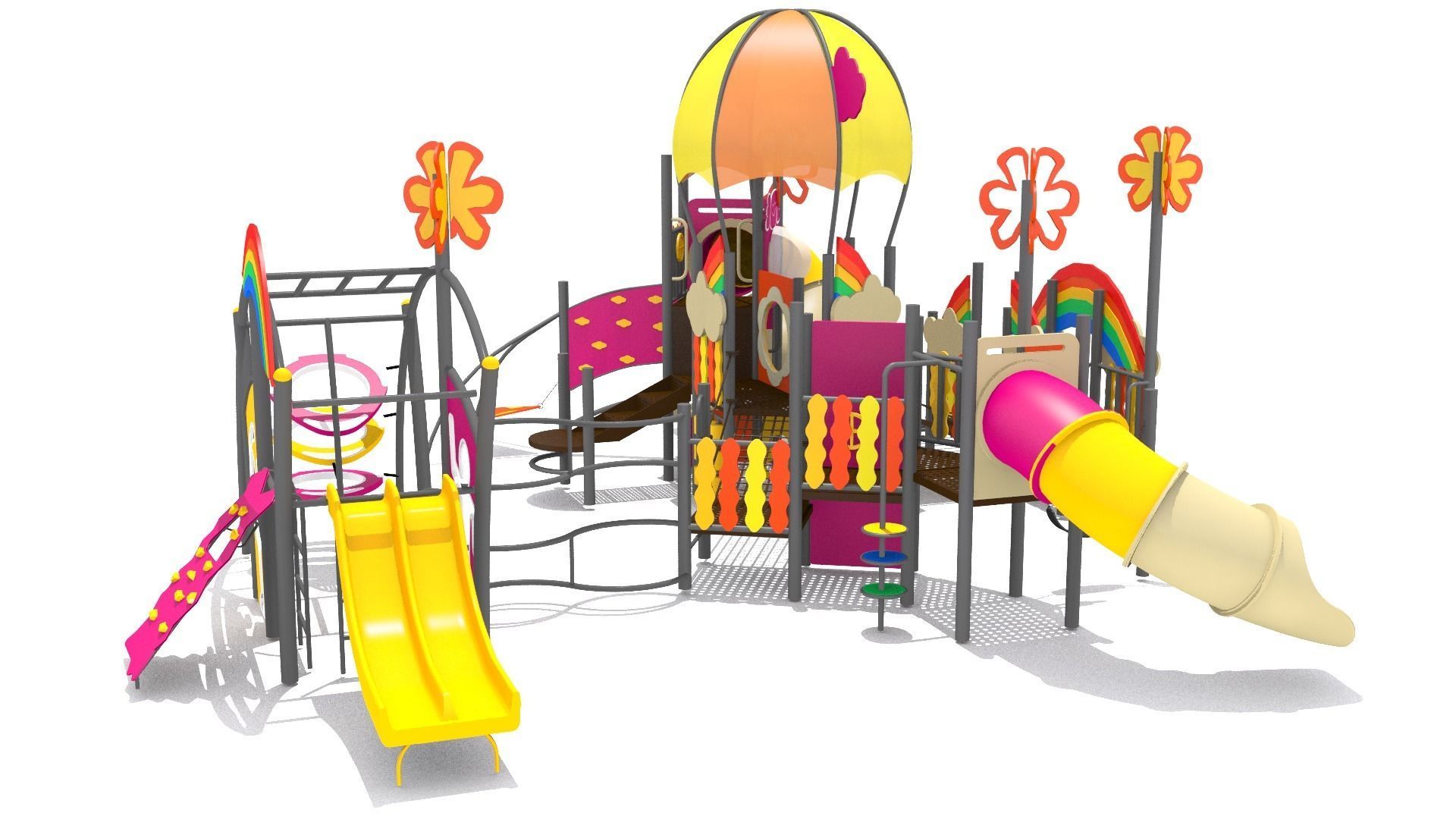 Rainbow Playground Low-poly 3D model_1