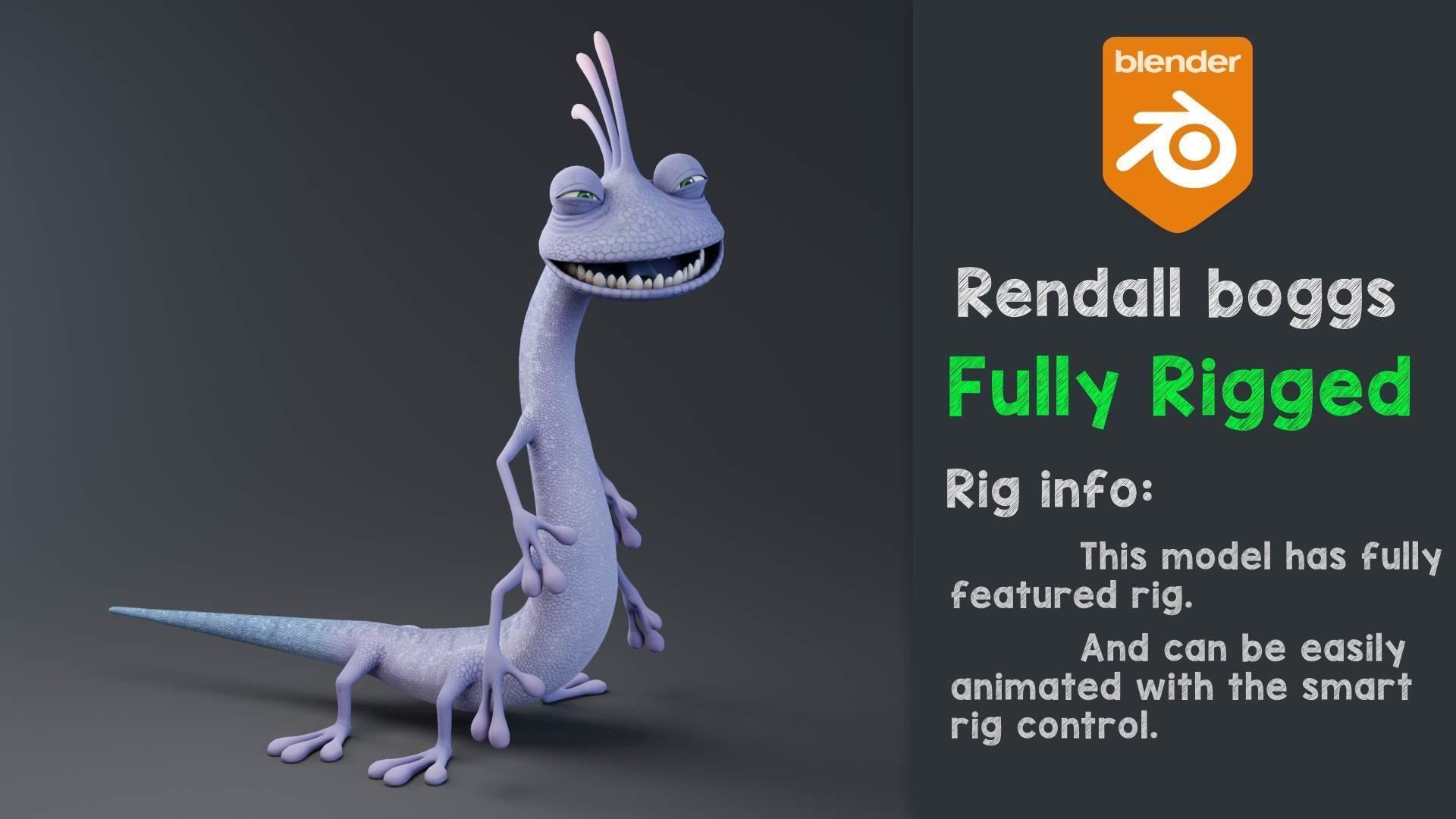 Monster inc - Rendall boggs rigged 3D model_1