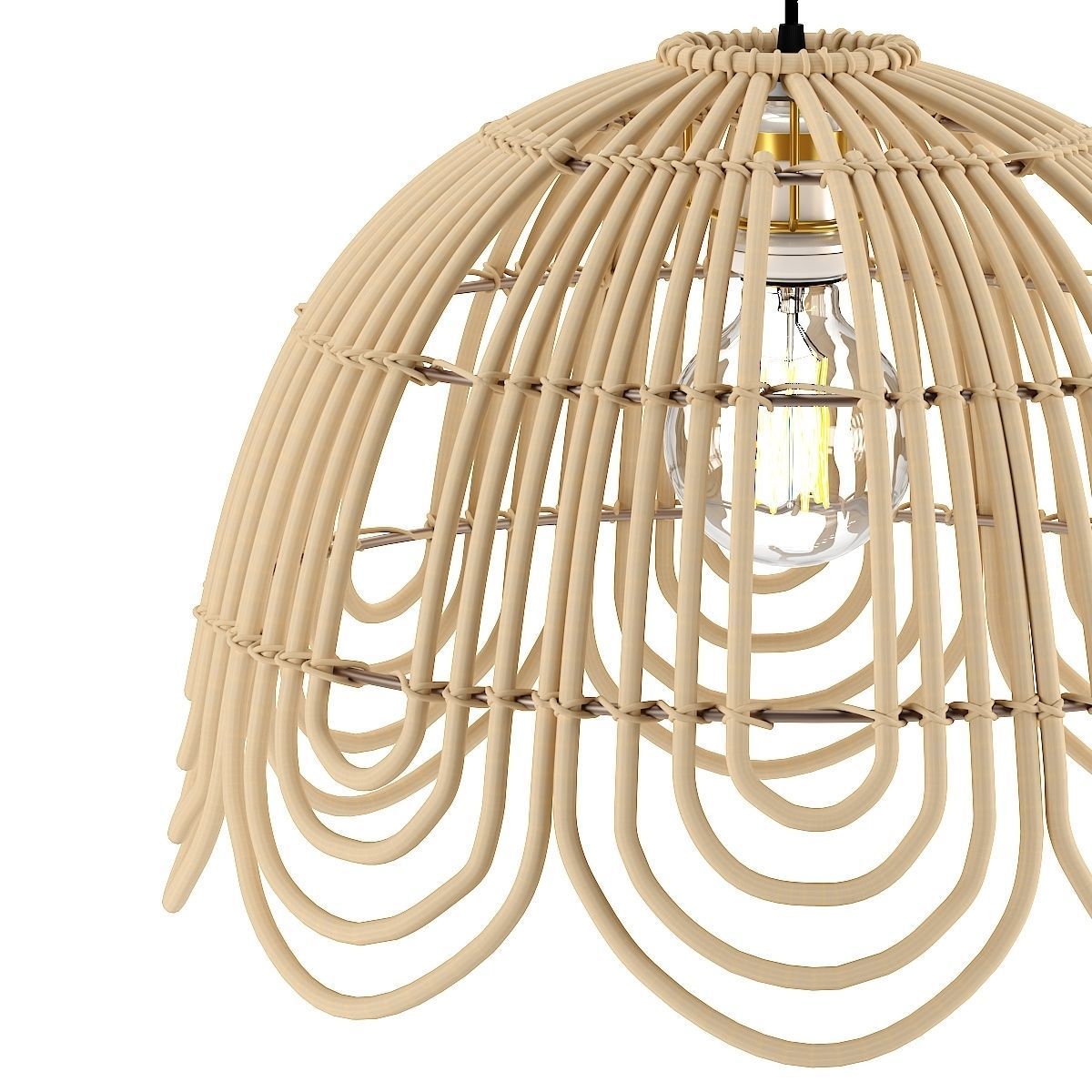 Rattan pendant light flower shape 3D model_1