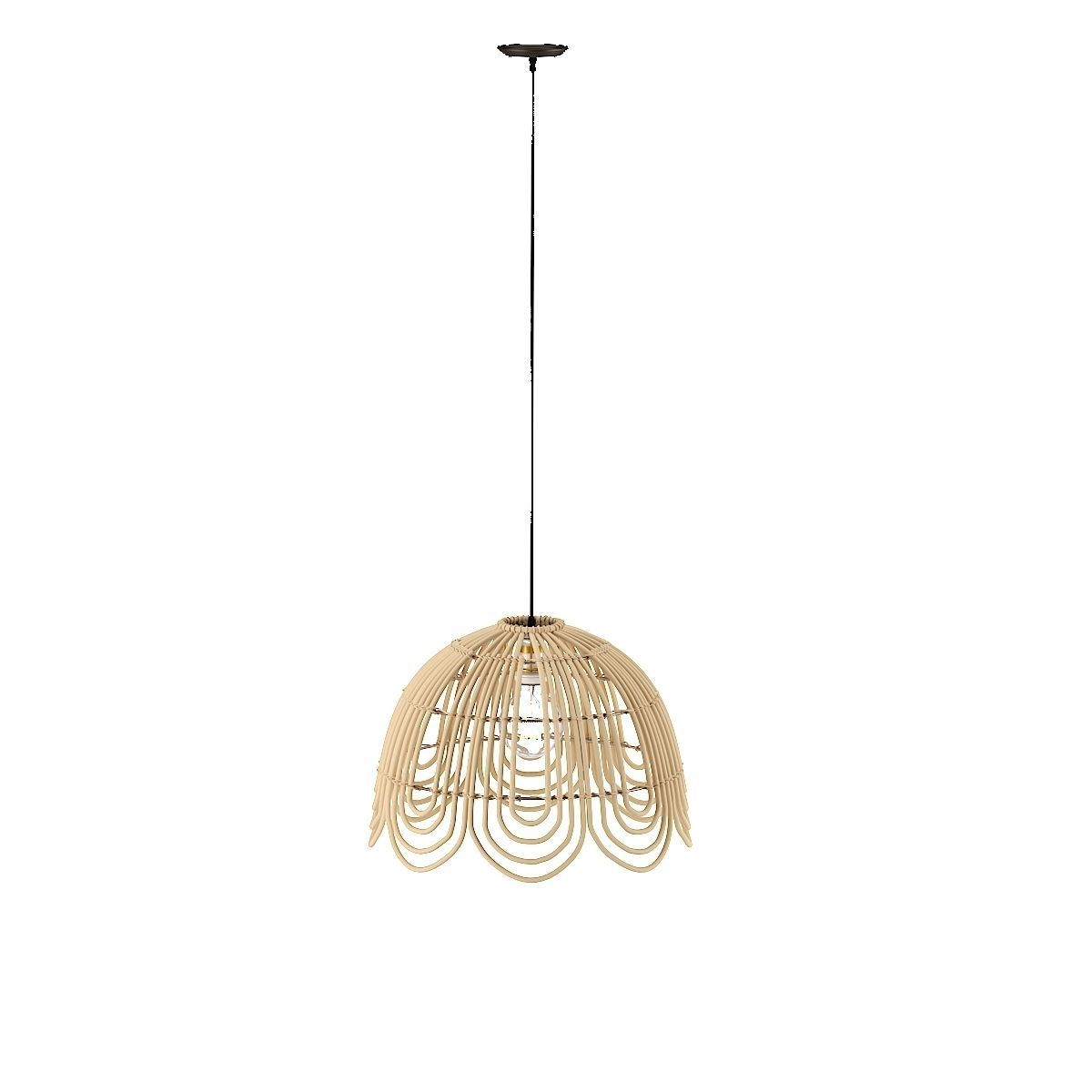 Rattan pendant light flower shape 3D model_2