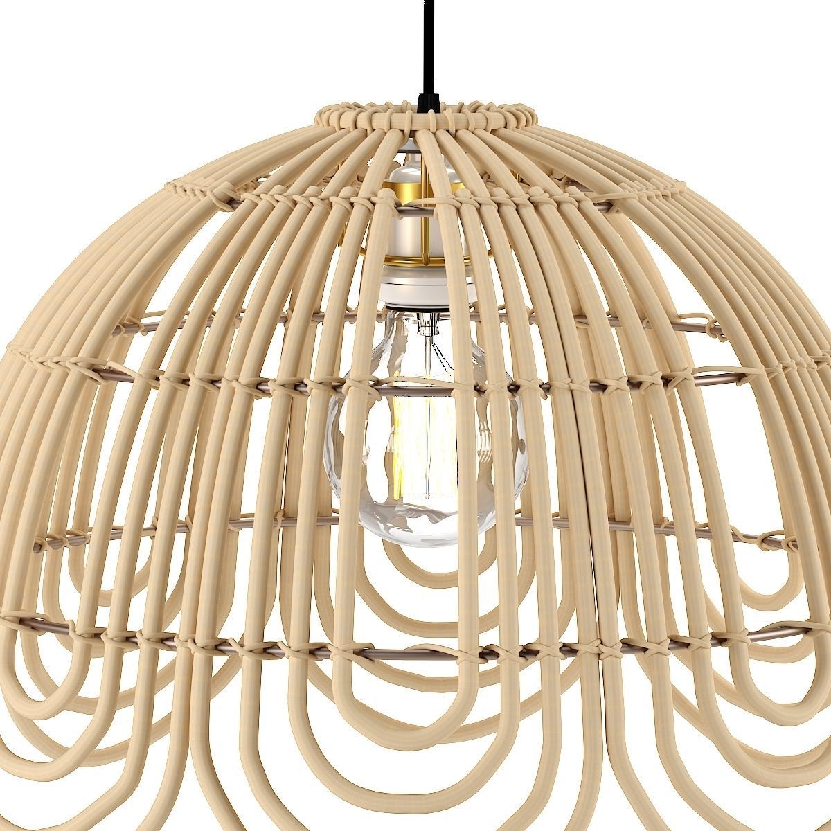 Rattan pendant light flower shape 3D model_3