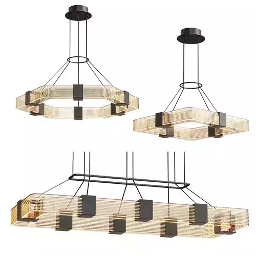 chandelier rectangular pendant light Low-poly 3D model