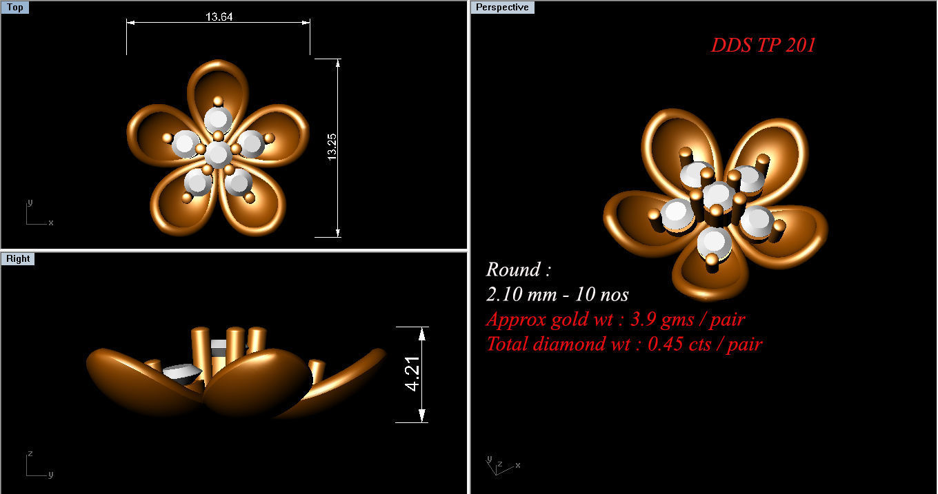 Women Earrings 3dm stl render detail 3D print model_3