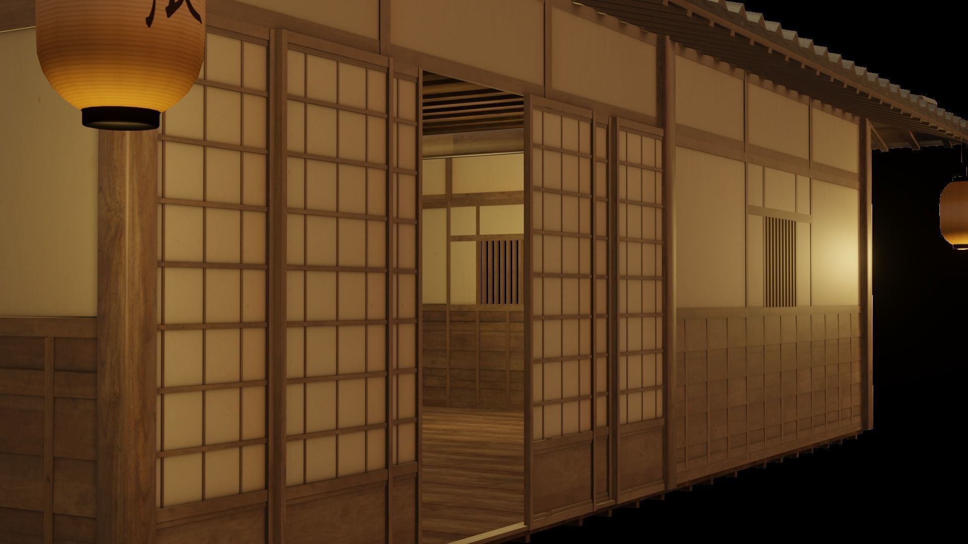 Japanese House 3d with Interior Low-poly 3D model_4