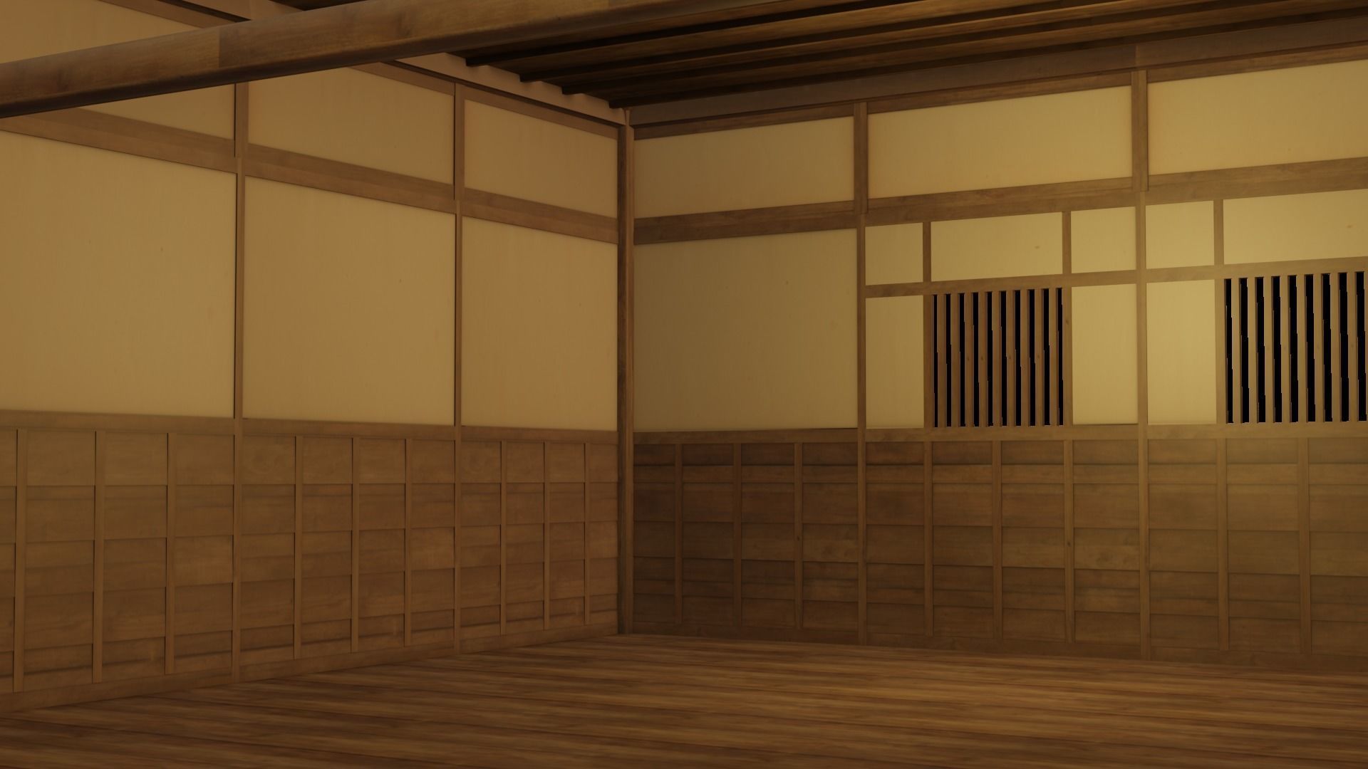 Japanese House 3d with Interior Low-poly 3D model_1