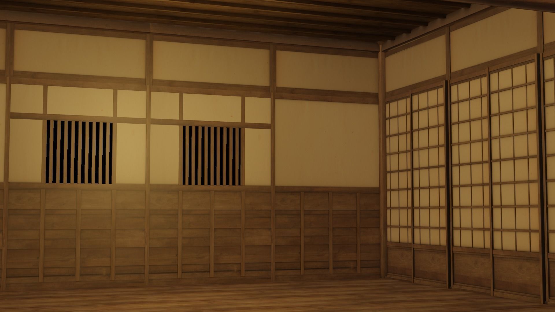 Japanese House 3d with Interior Low-poly 3D model_8