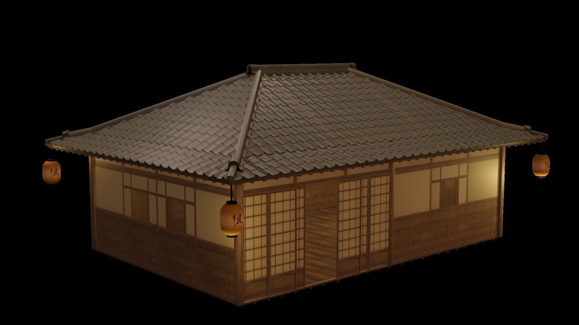 Japanese House 3d with Interior Low-poly 3D model_3