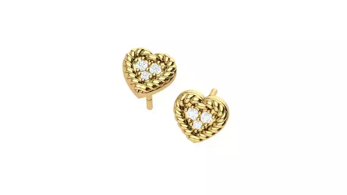 Heart-earring heart stud earrings gold with diamonds