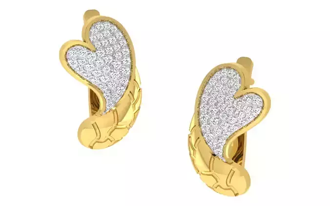 Women Heart Earrings 3dm render detail