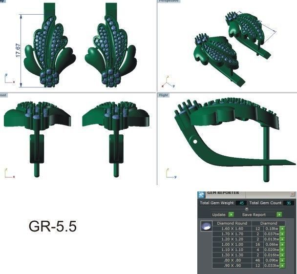 Women Earrings 3dm render detail 3D print model_8