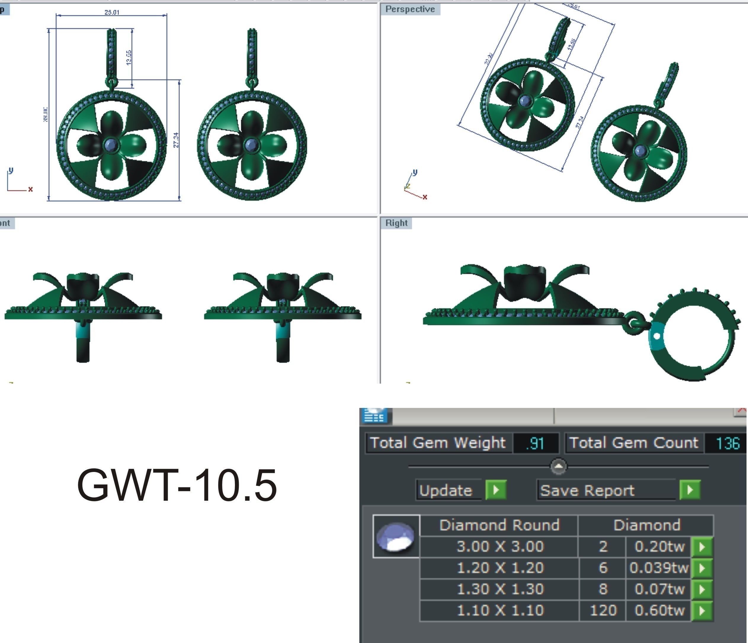 Women Earrings 3dm stl render detail 3D print model_4