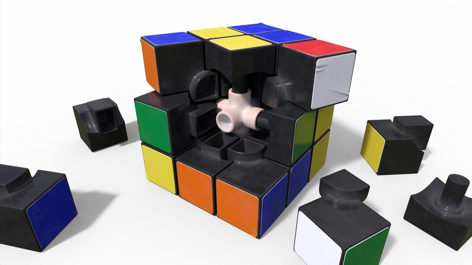 Rubiks Cube Low-poly 3D model_4