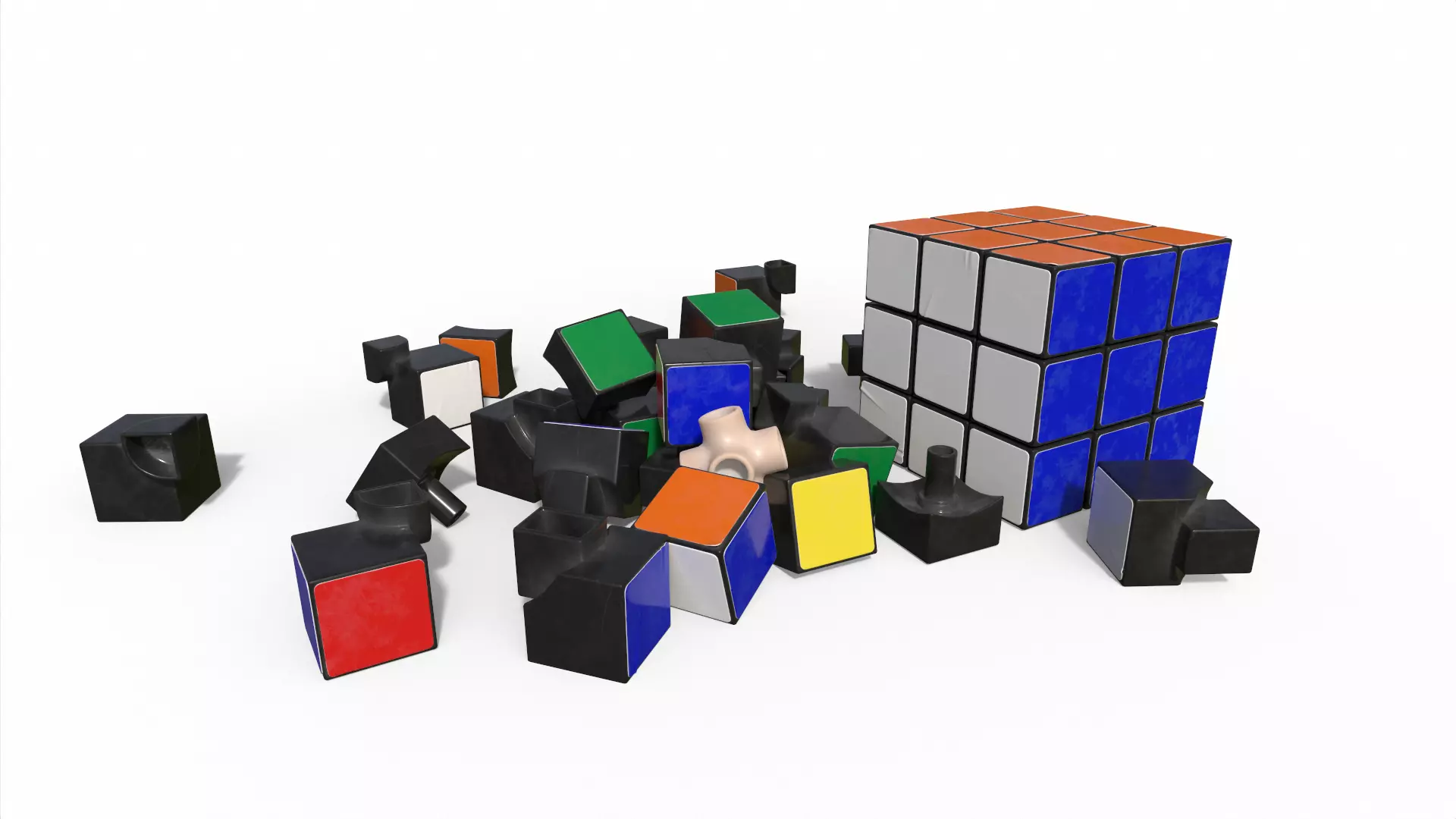 Rubiks Cube Low-poly 3D model_0
