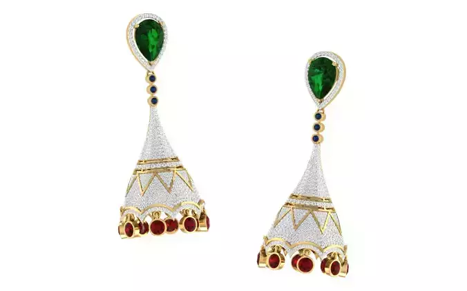 Women Earrings 3dm stl render detail