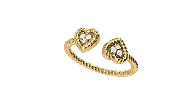 2Heart-ring gold twisted rope bangle 3D print model
