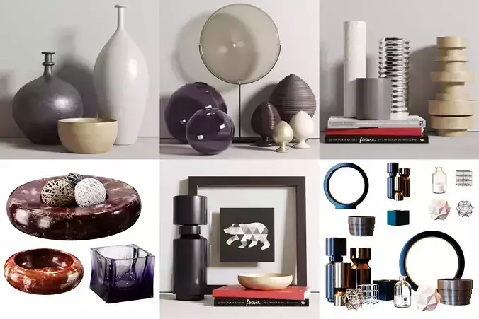 Interior Decor Set - 6 Items 3D model