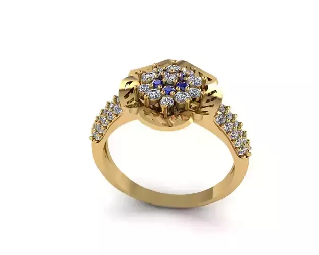 Flower sapphire engagement ring