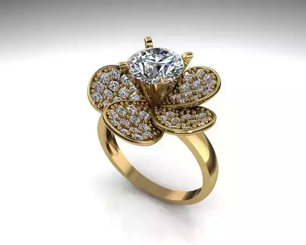 Diamond flower engagement ring