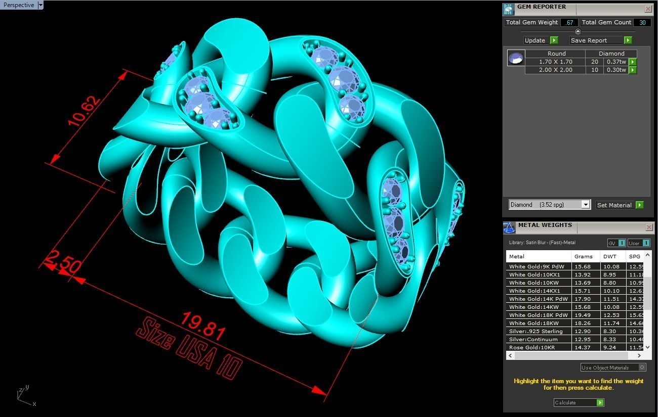 Chain ring - Miami Cuban ring - Link ring - Size 10 3D print model_6