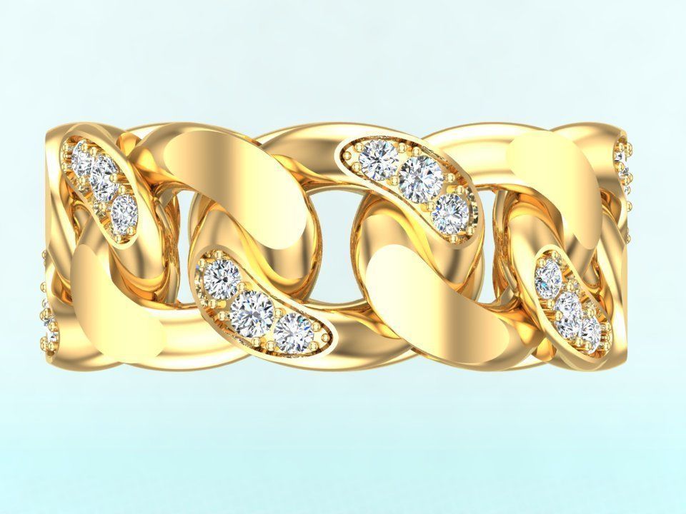 Chain ring - Miami Cuban ring - Link ring - Size 10 3D print model_9