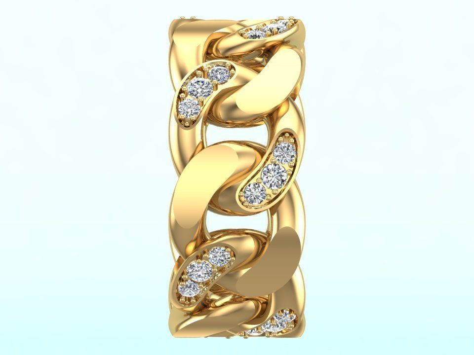 Chain ring - Miami Cuban ring - Link ring - Size 10 3D print model_11