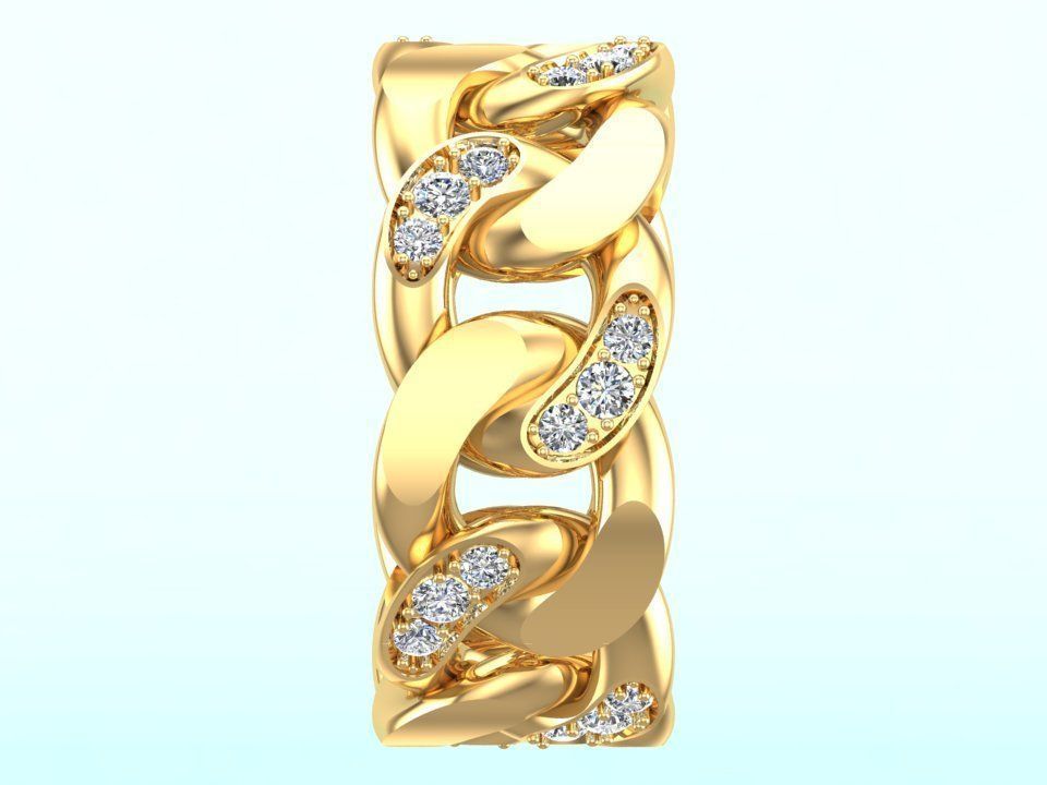 Chain ring - Miami Cuban ring - Link ring - Size 10 3D print model_10