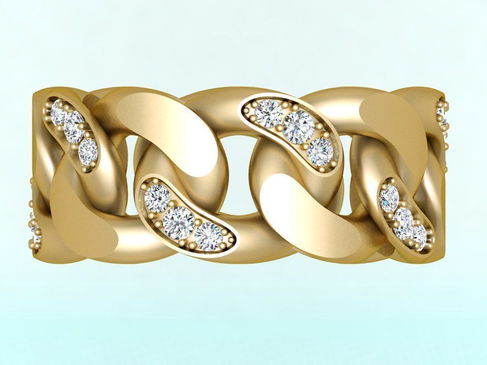 Chain ring - Miami Cuban ring - Link ring - Size 10 3D print model_4