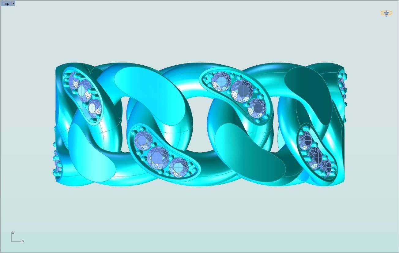 Chain ring - Miami Cuban ring - Link ring - Size 10 3D print model_12