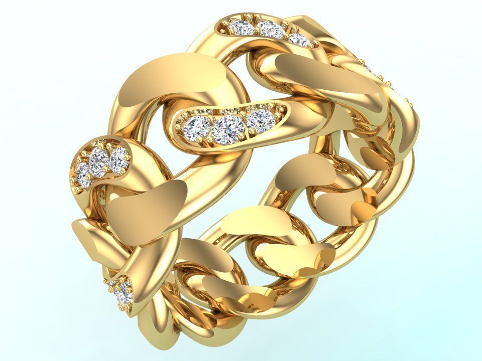 Chain ring - Miami Cuban ring - Link ring - Size 10 3D print model_7