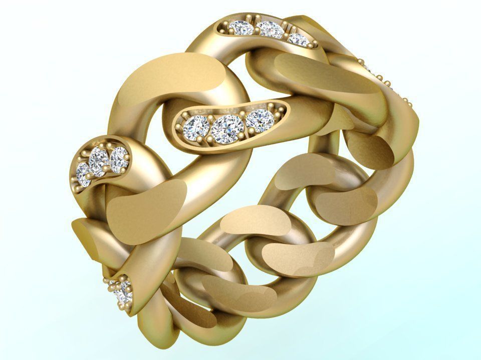 Chain ring - Miami Cuban ring - Link ring - Size 10 3D print model_2