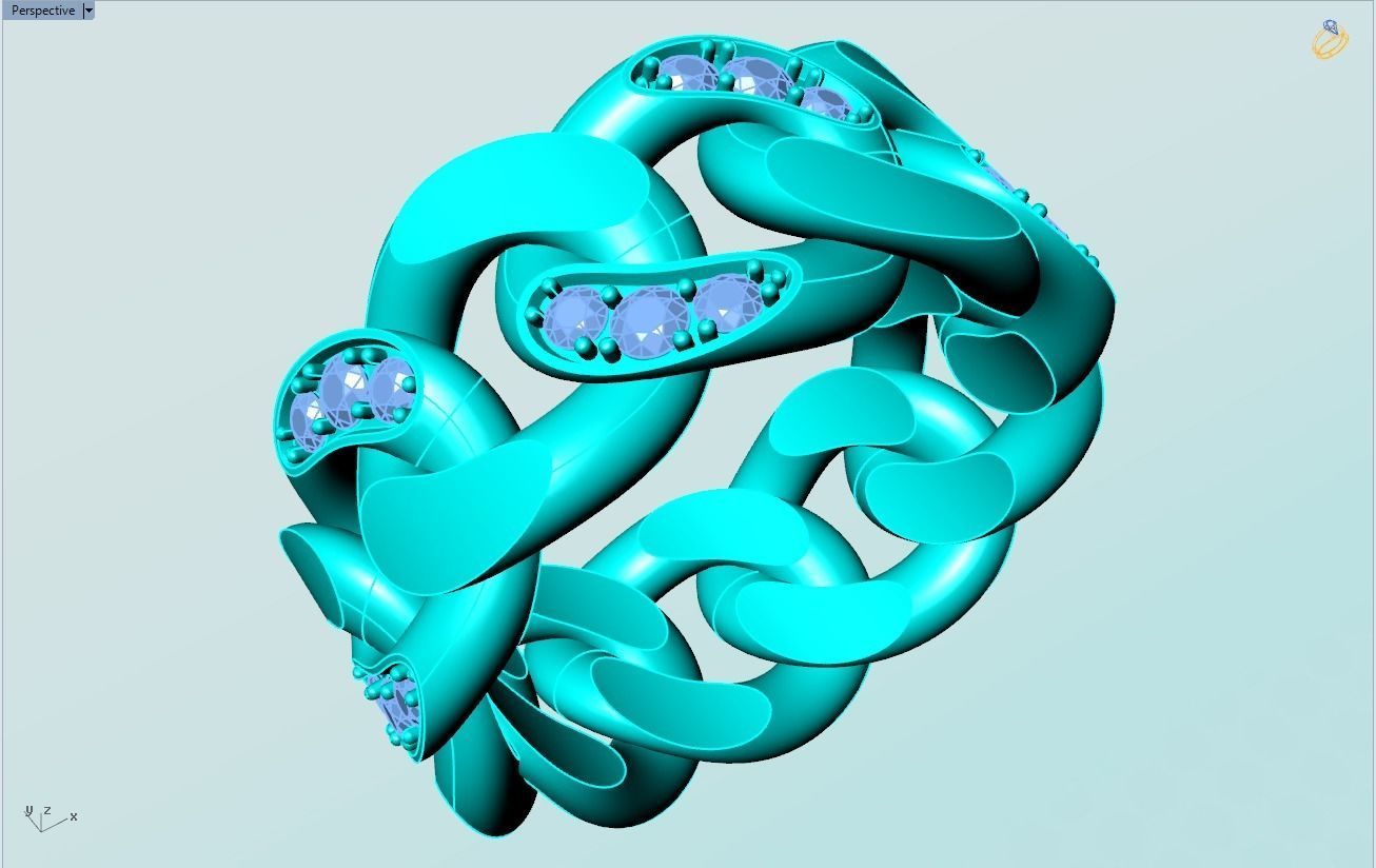 Chain ring - Miami Cuban ring - Link ring - Size 10 3D print model_13