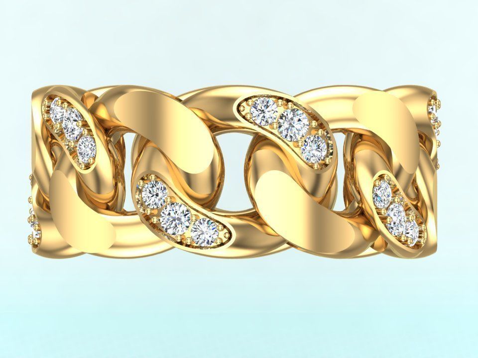 Chain ring - Miami Cuban ring - Link ring - Size 10 3D print model_8