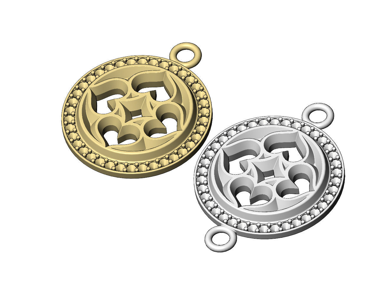 Diamond gothic heart motif pendant and bracelet charm 3D print model_4