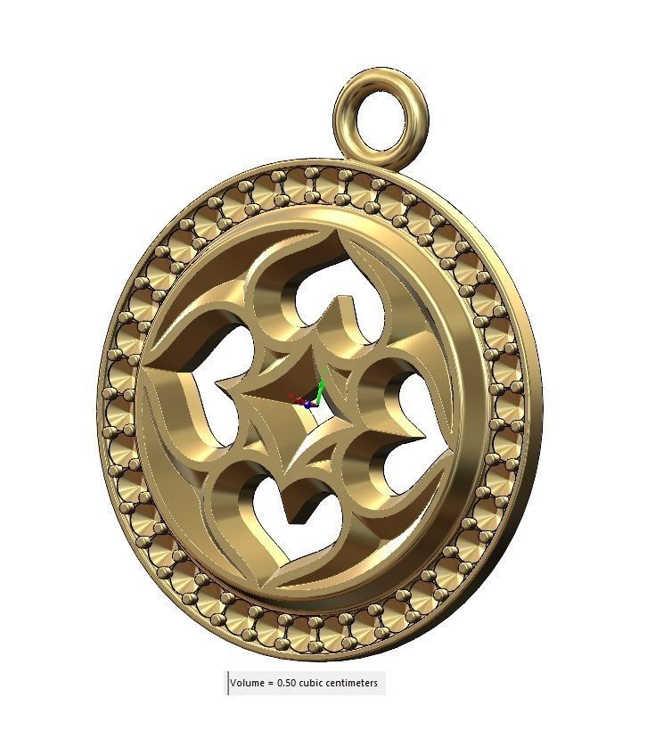 Diamond gothic heart motif pendant and bracelet charm 3D print model_11