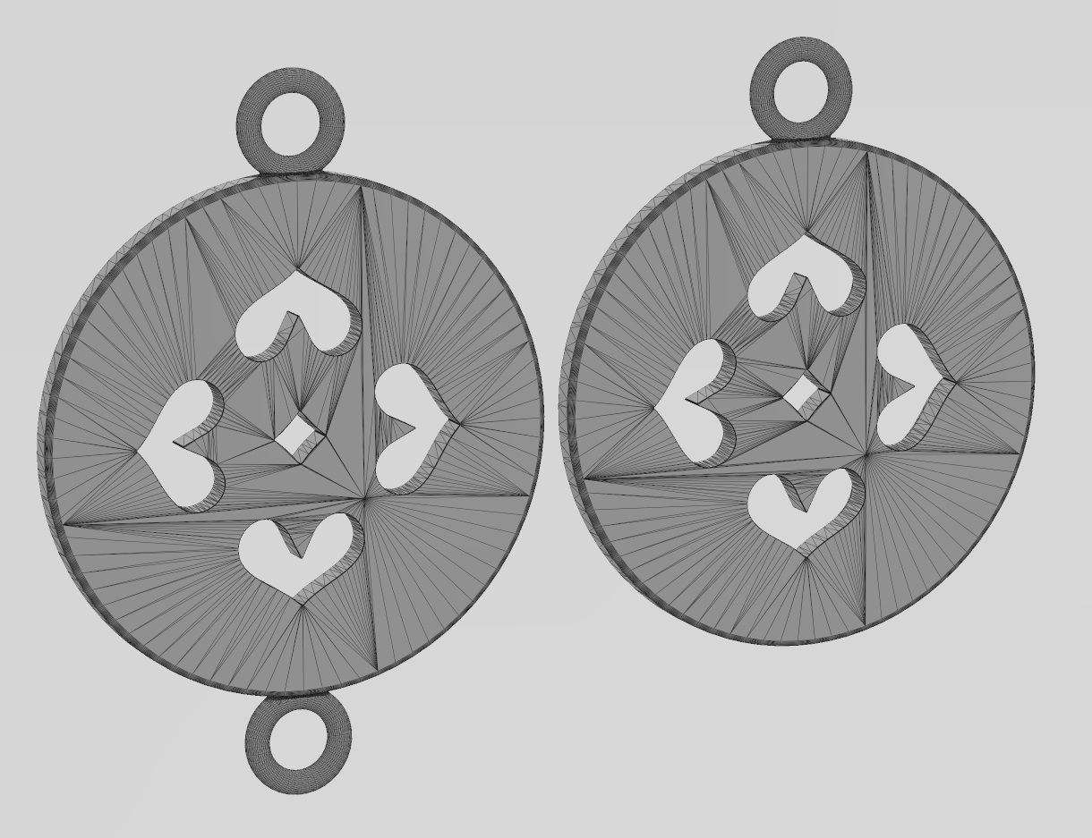 Diamond gothic heart motif pendant and bracelet charm 3D print model_15