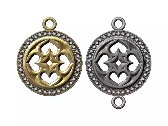 Diamond gothic heart motif pendant and bracelet charm