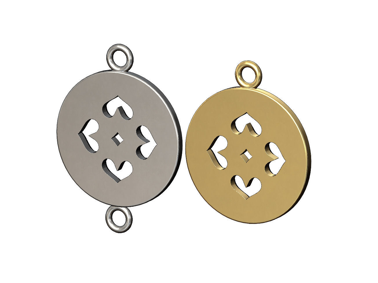 Diamond gothic heart motif pendant and bracelet charm 3D print model_3