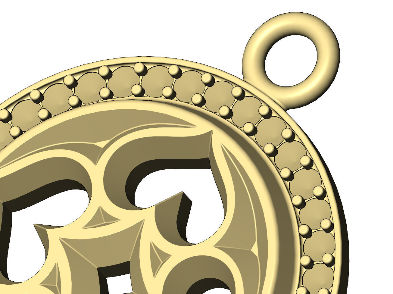 Diamond gothic heart motif pendant and bracelet charm 3D print model_6