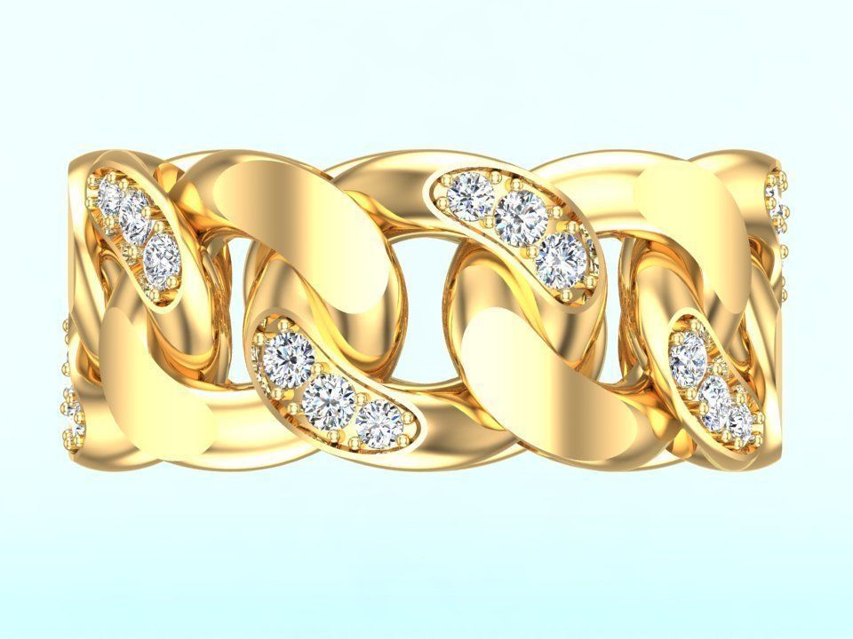 Chain ring - Miami Cuban ring - Link ring - Size 11 3D print model_8