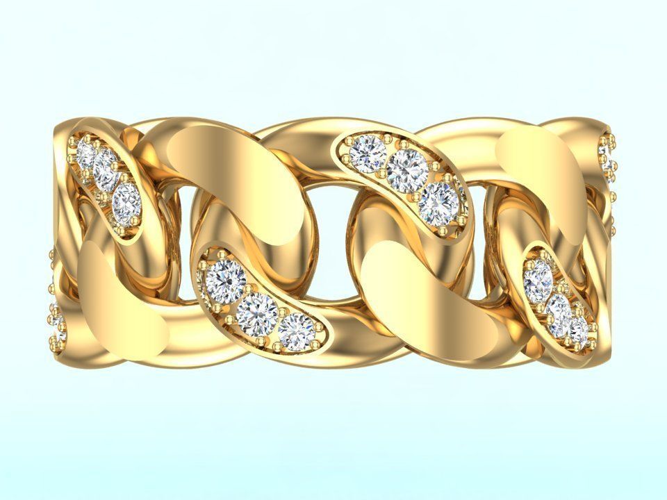 Chain ring - Miami Cuban ring - Link ring - Size 11 3D print model_9