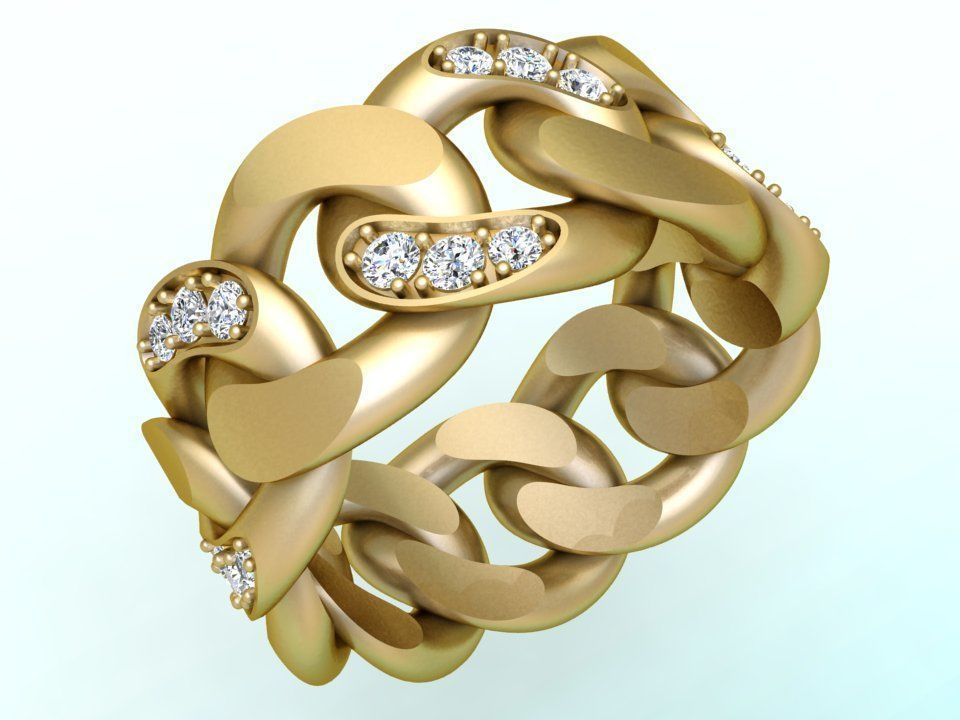 Chain ring - Miami Cuban ring - Link ring - Size 11 3D print model_2