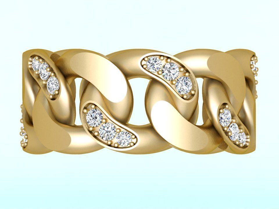 Chain ring - Miami Cuban ring - Link ring - Size 11 3D print model_3