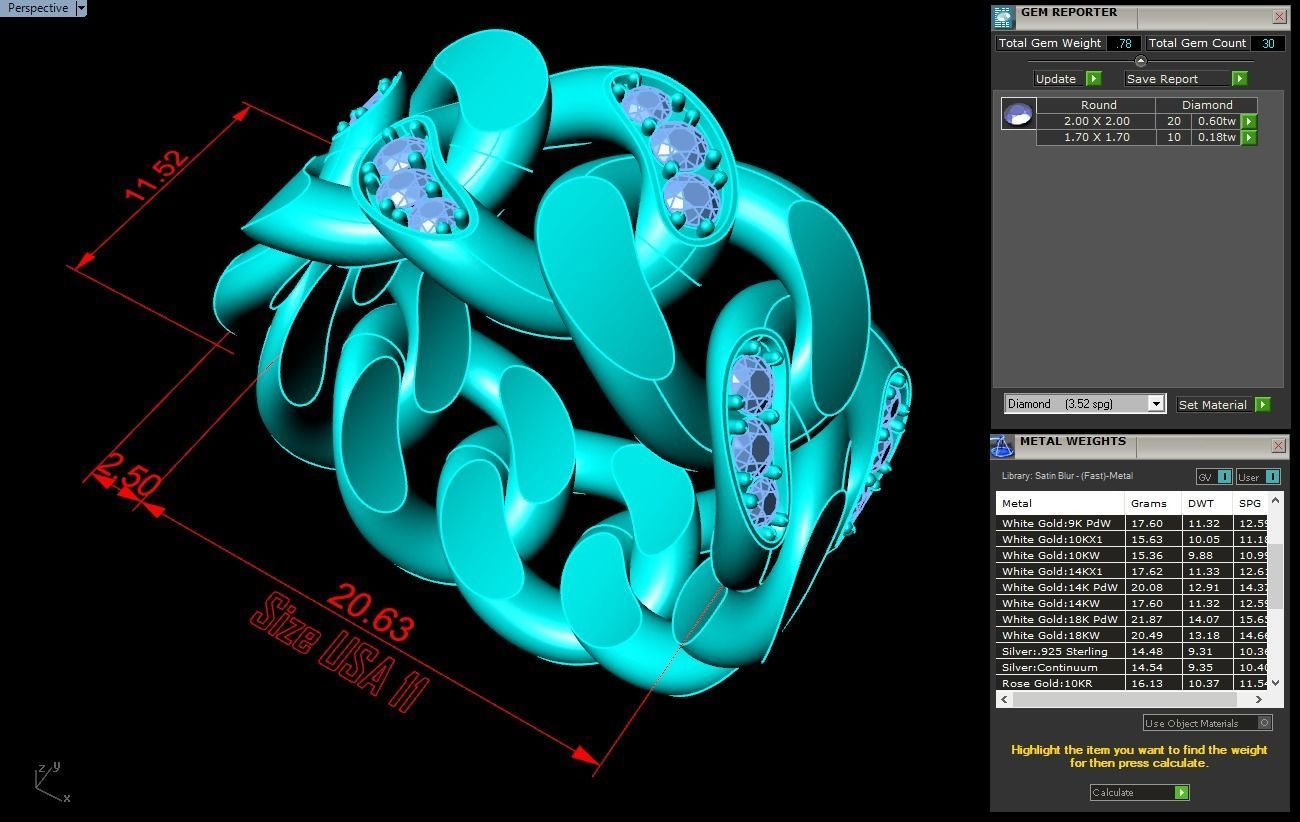Chain ring - Miami Cuban ring - Link ring - Size 11 3D print model_6