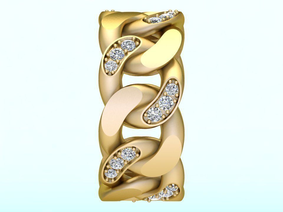 Chain ring - Miami Cuban ring - Link ring - Size 11 3D print model_4
