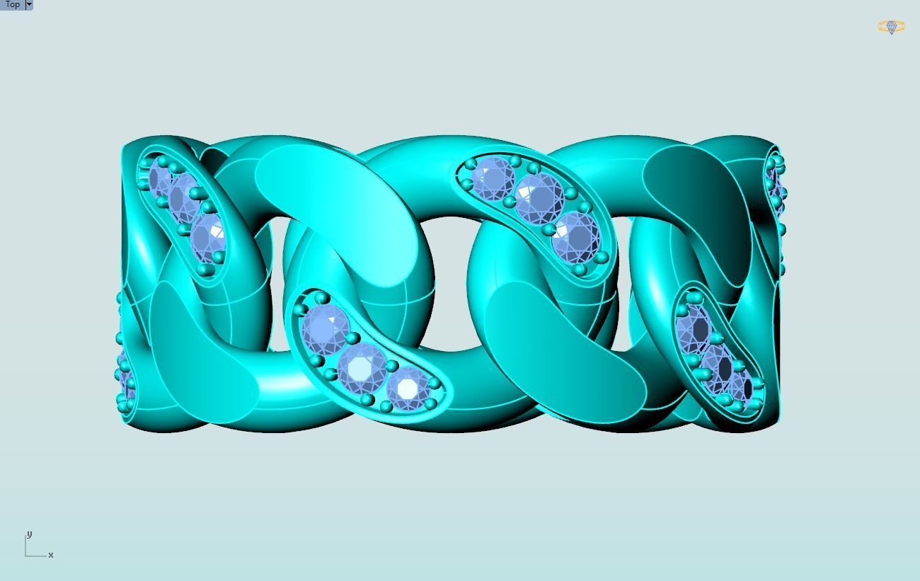 Chain ring - Miami Cuban ring - Link ring - Size 11 3D print model_13