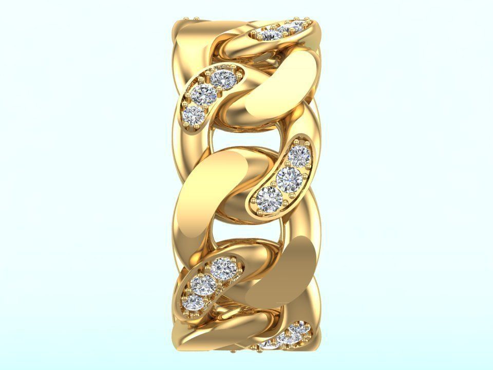 Chain ring - Miami Cuban ring - Link ring - Size 11 3D print model_11