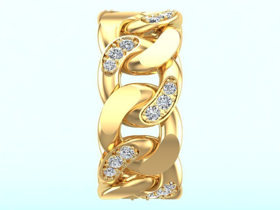 Chain ring - Miami Cuban ring - Link ring - Size 11 3D print model_10