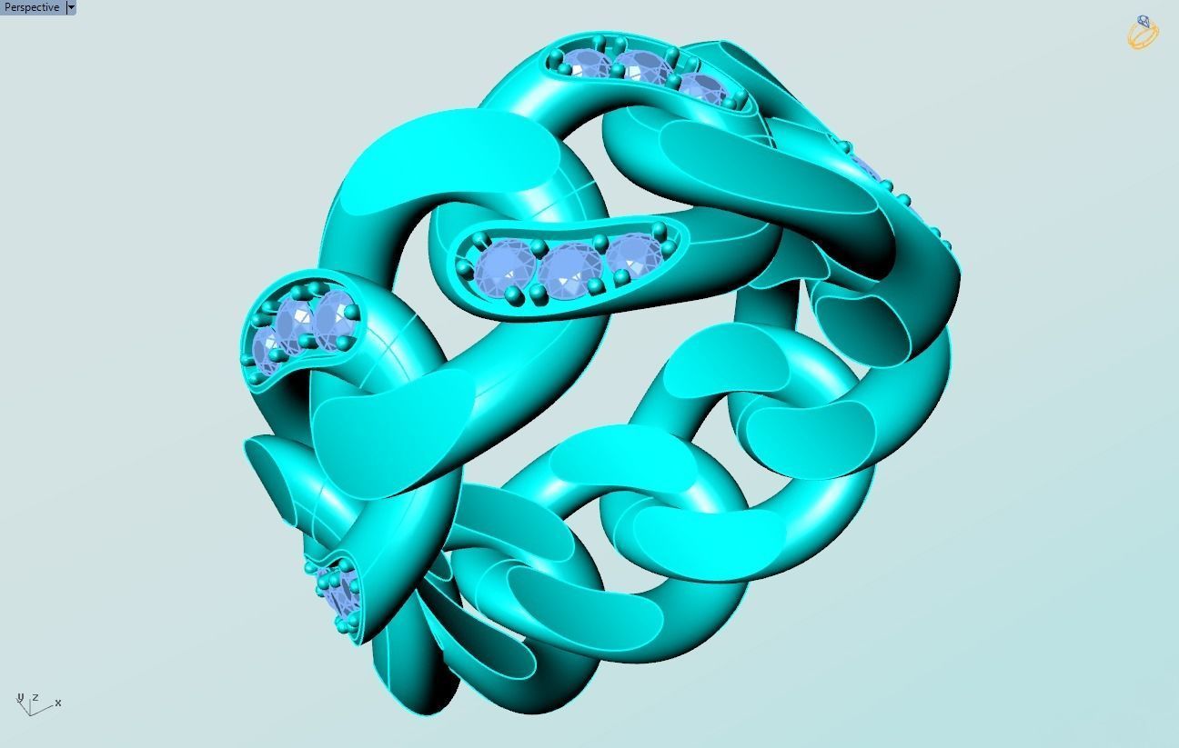 Chain ring - Miami Cuban ring - Link ring - Size 11 3D print model_12