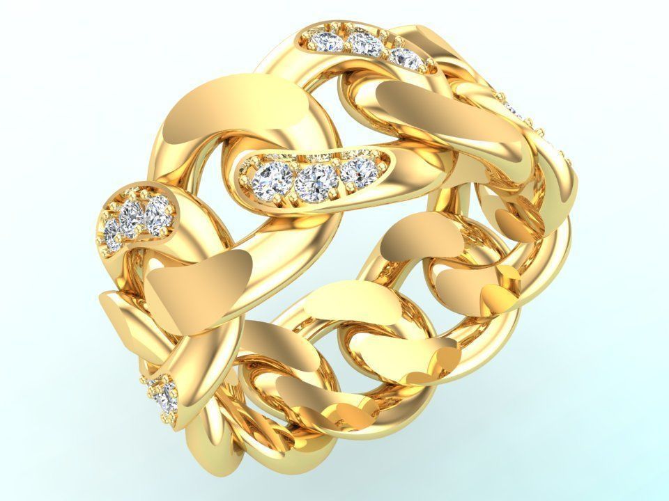 Chain ring - Miami Cuban ring - Link ring - Size 11 3D print model_1