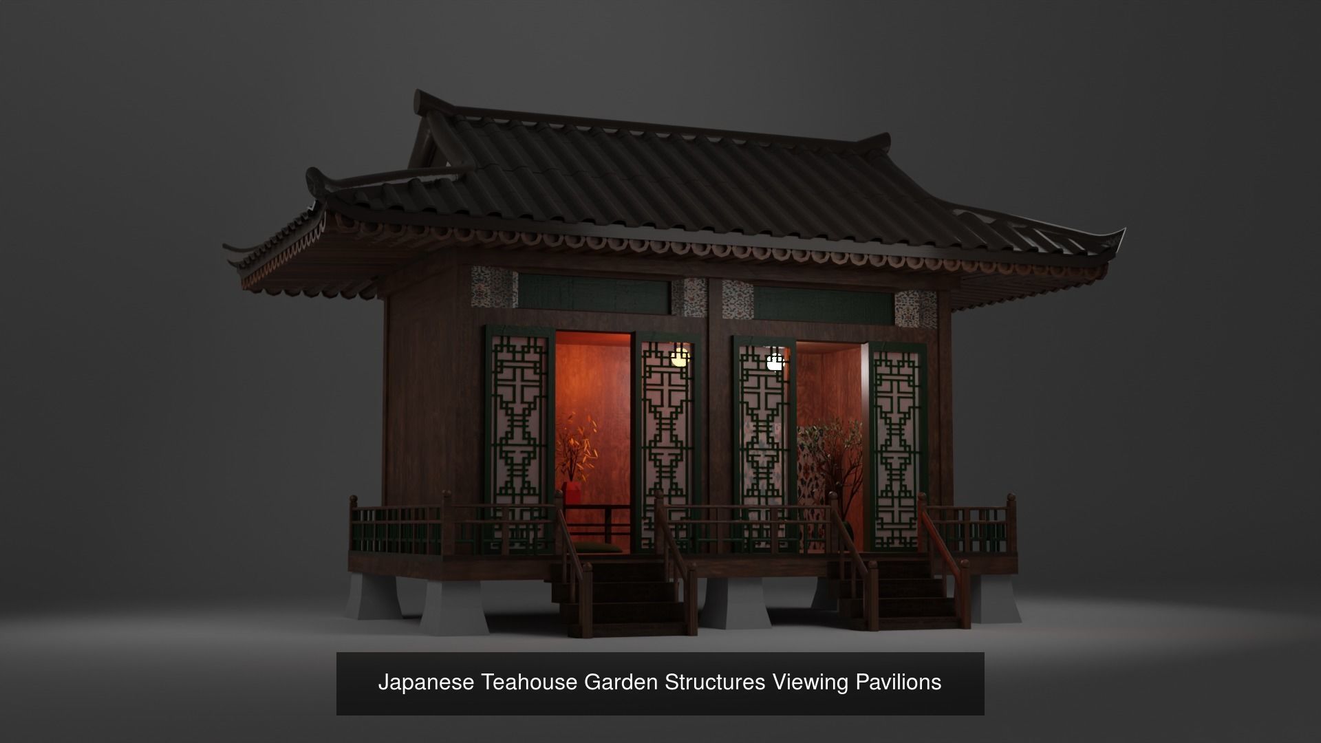Japanese Garden Structures Buildings Exterior  3D Model Collection_4